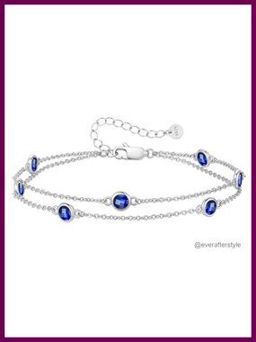 Double Layer Sterling Silver Birthstone Bracelet Fine Jewelry Gift for Women
